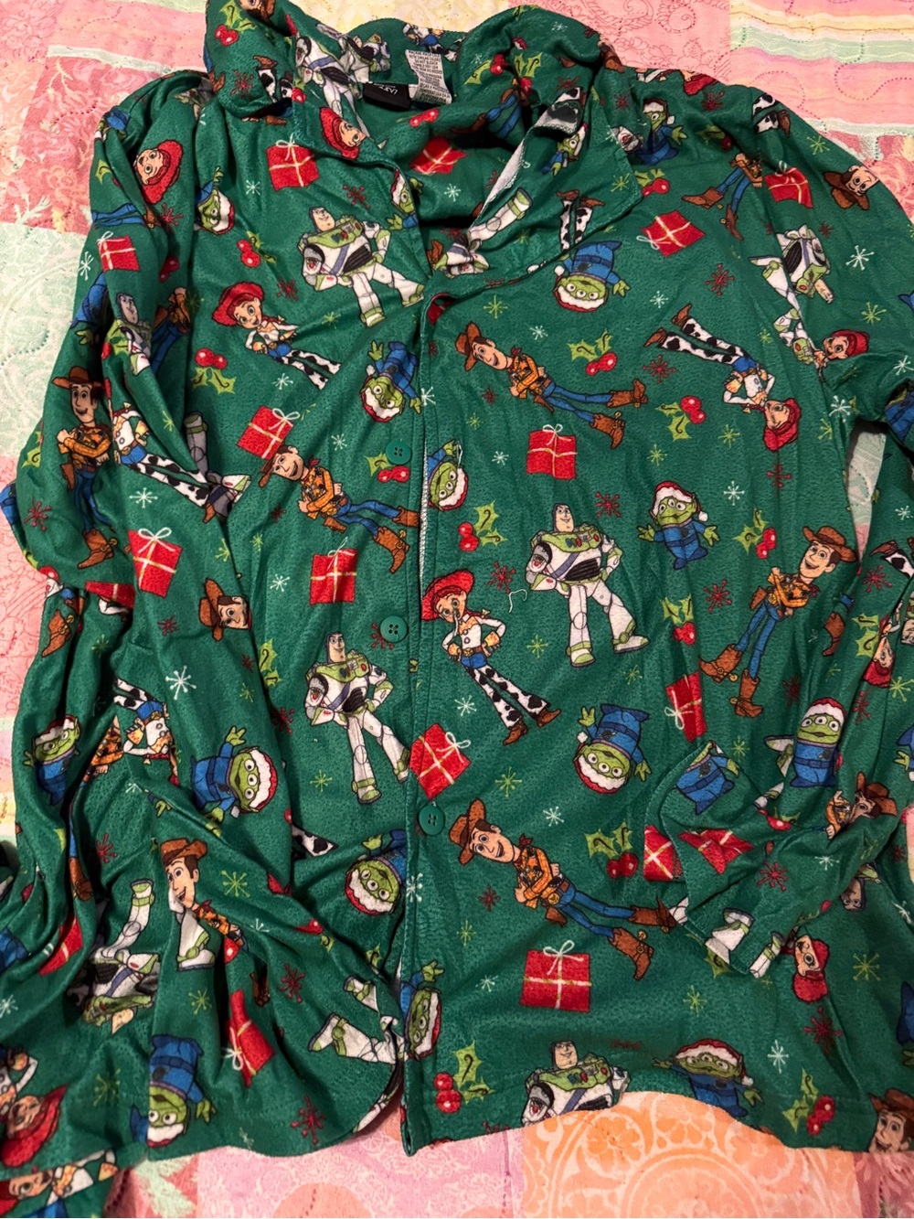 Disney Green Toy Story Holiday Pajama Top